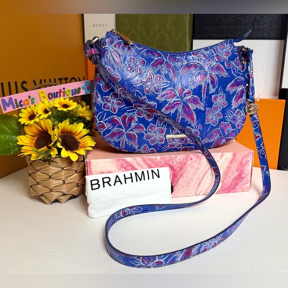 🆕BRAHMIN Women's Shayna Floral Leather Crossbody Bag 💯Authentic🔥